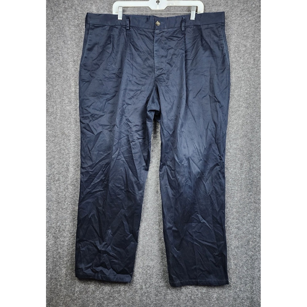Dockers Pleated Chinos Mens 42x32 Navy Blue Relaxed Fit Business Casual‎ Pants